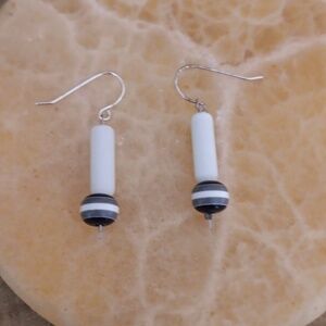 Black and White Beaded Earrings